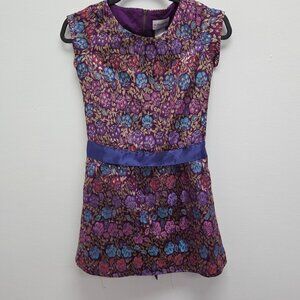 American Girl Size 10 Purple Metallic Brocade Dress Blue Satin Waist Tie. 2914